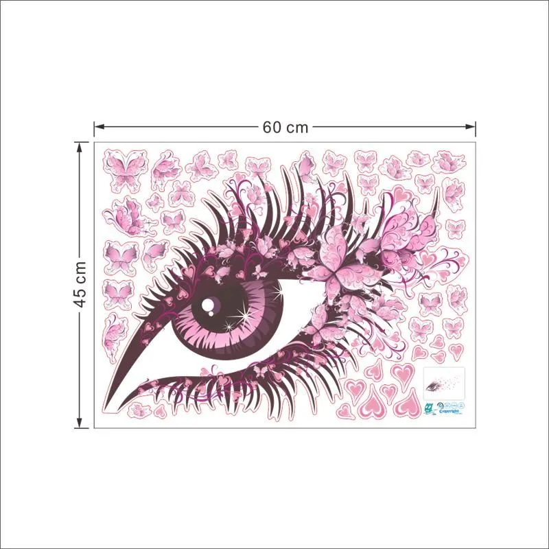 Wall Stickers Beautiful Eyelash Flowers Butterfly For Kids Room Bedroom Decoration Girls Decals Creative Art Pvc Poster