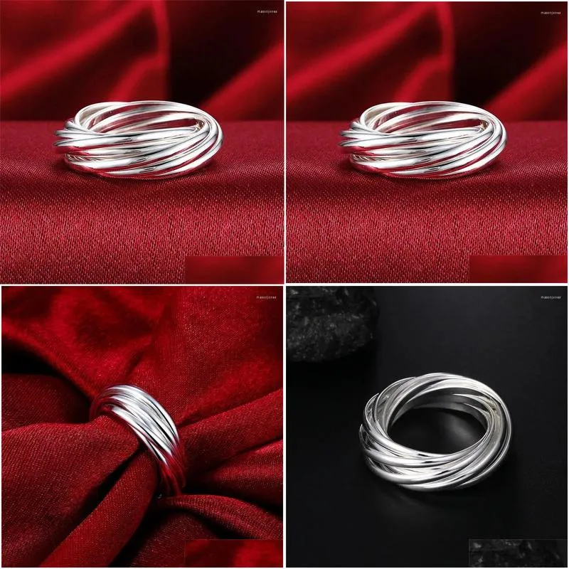 Cluster Rings 925 Sterling Sier Nine Circles Man Ring For Women Fashion Wedding Engagement Party Gift Charm Jewelry Drop Delivery Oteo0