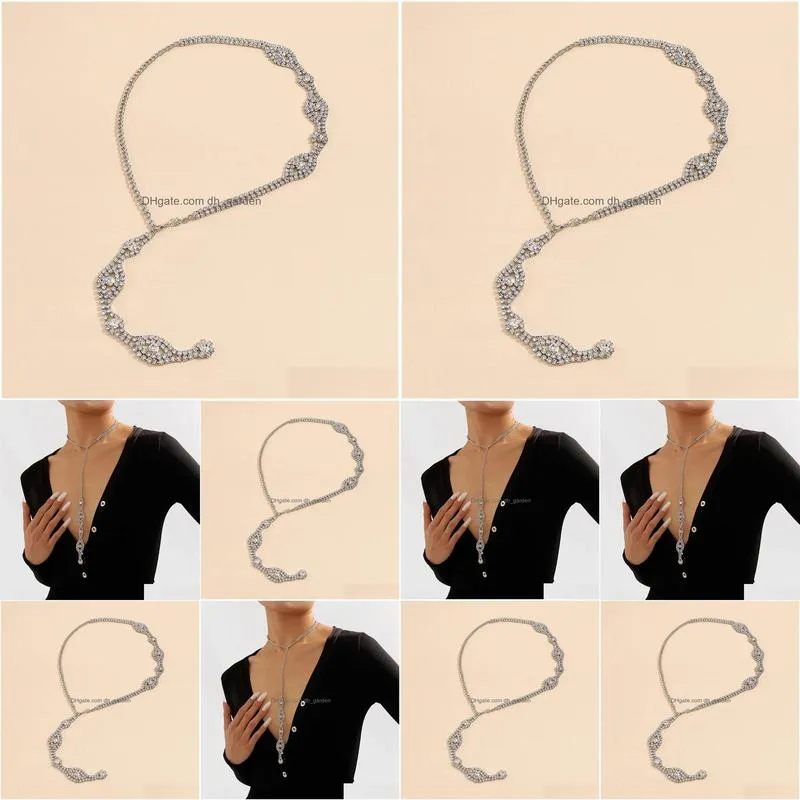 Chokers Choker Fashion Simple Baroque Crystal Tassel Chain Long Necklace For Women Luxurious Wedding Bride Jewelry Drop Deli Dhgarden Dhpad