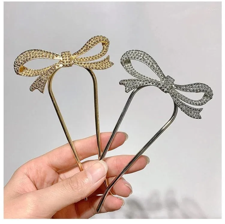 Hair Clips Chinese Simple Sticks Metal Ball Bow Knot Hairpin Elegant Cool Style Jewelry Women Girls Accesssories