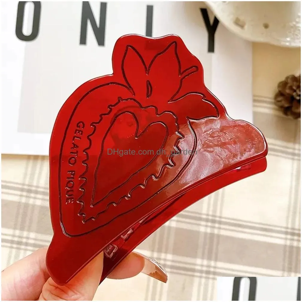 Clamps 2023 New High Quality 10Cm Big Fruit Stberry Hair Clip Claw Cute Red Acetate Shark Accessories Drop Delivery Jewelry Dhgarden Dhc3J