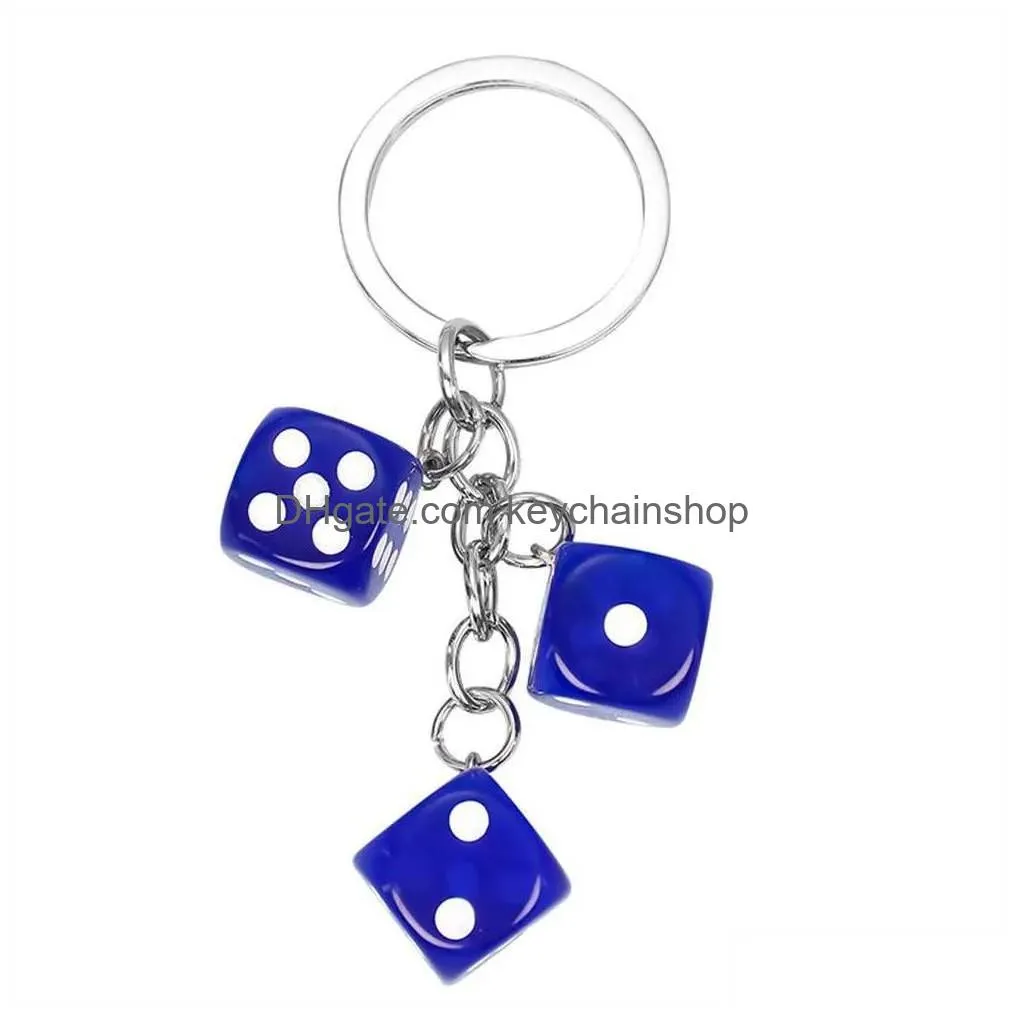 Keychains & Lanyards 2Pcs Creative Mti-Color Dice Keychain Women Men Funny Game Resin Keyrings Accessories Purse Ornaments Gift Drop Dhfq8