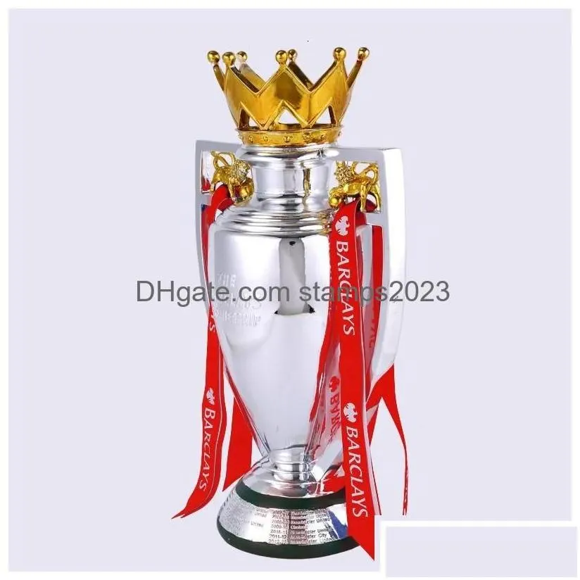 Decorative Objects & Figurines 1532Cm Football Trophy Soccer Champion Souvenir Europe Award League Drop Delivery Home Garden Decor Acc Dhx7J