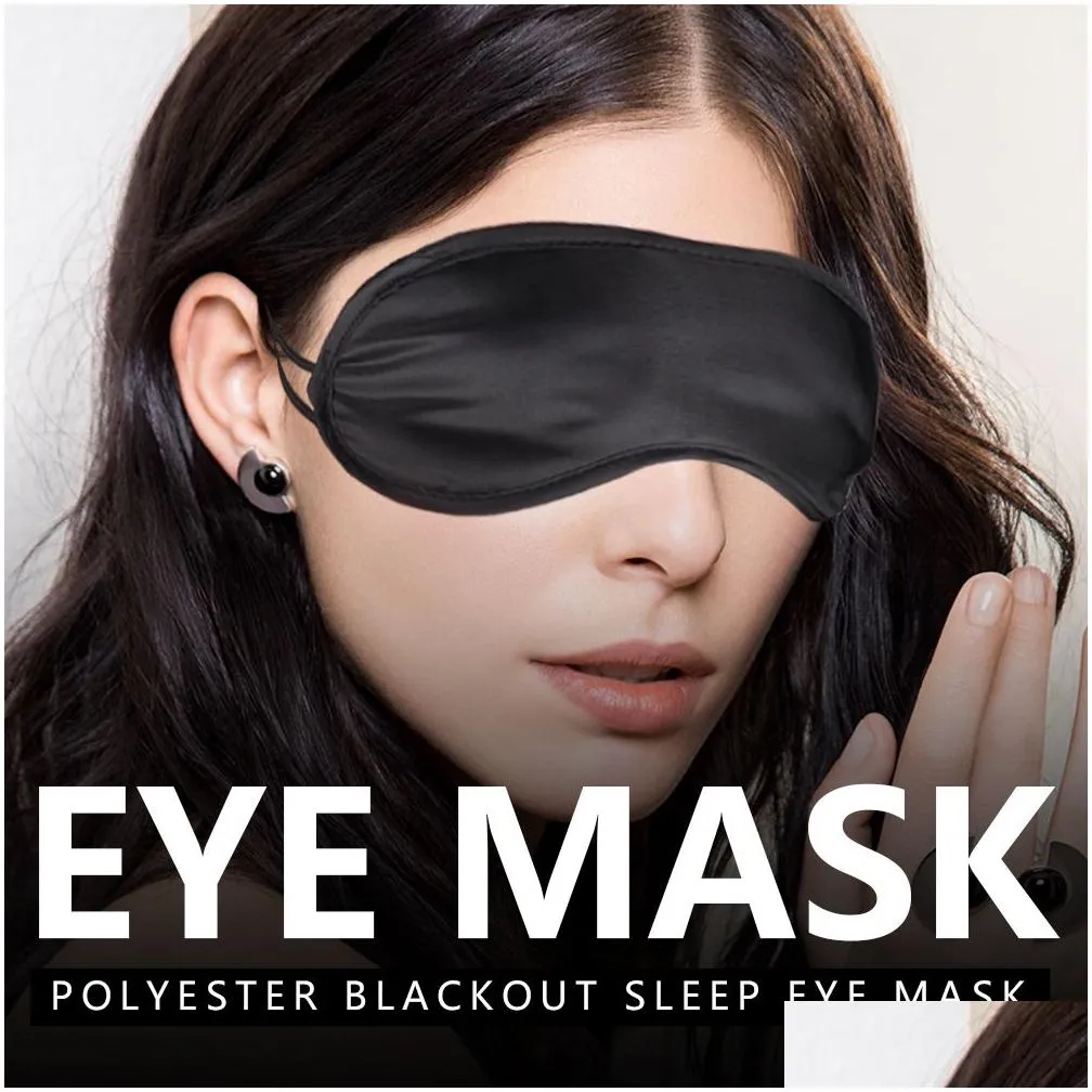 Sleep Masks Black Eye Mask Polyester Sponge Shade Nap Er Blindfold For Slee Travel Soft 4 Layer 5219268 Drop Delivery Health Beauty Otqps