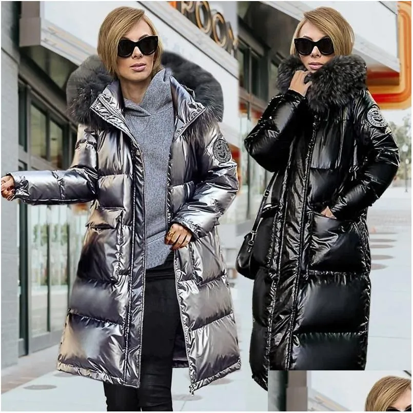 Women`s Down Winter Cotton Clothes 2024 Bright Thickened Medium And Long Coat Sleeve