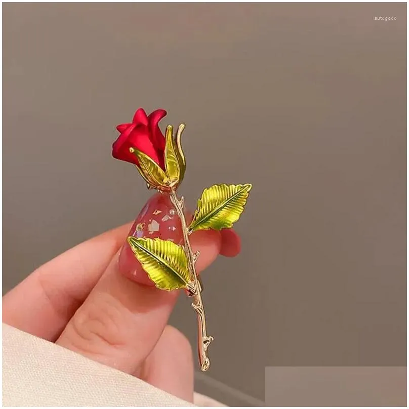 Brooches Creative Beautiful Rose Flower Collection For Women Lady Elegant Pin Summer Design Party Valentine`s Day Gift