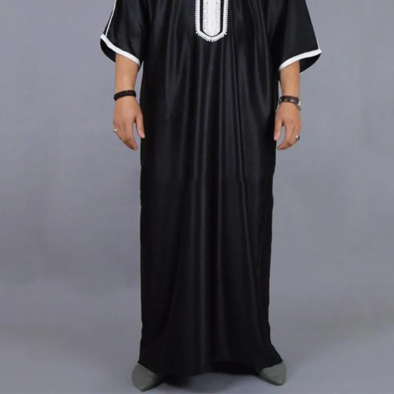 Ethnic Clothing Muslim Man Kaftan Moroccan Men Jalabiya Dubai Jubba Thobe Cotton Long Shirt Casual Youth Black Robe Arab Clothes Plus