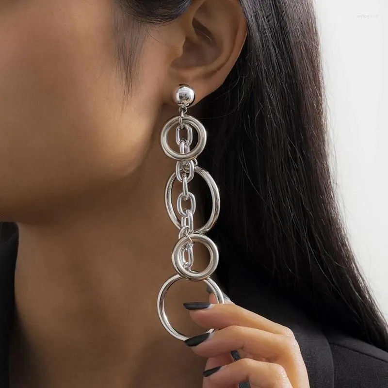 Dangle Earrings Korean Fashion Geometric Circles Long Tassel For Women Small Female Temperament Ear Ring Jewelry