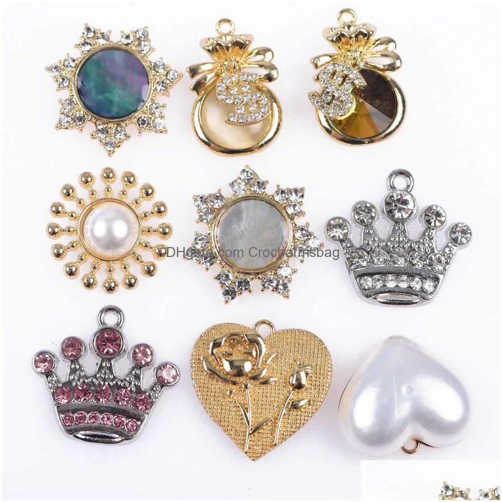 Shoe Parts & Accessories Metal Per Bottle No 5 Bling Queen Butterfly Decoration Girls Shinny Clog Shoes Charms Drop Delivery Dhjv1