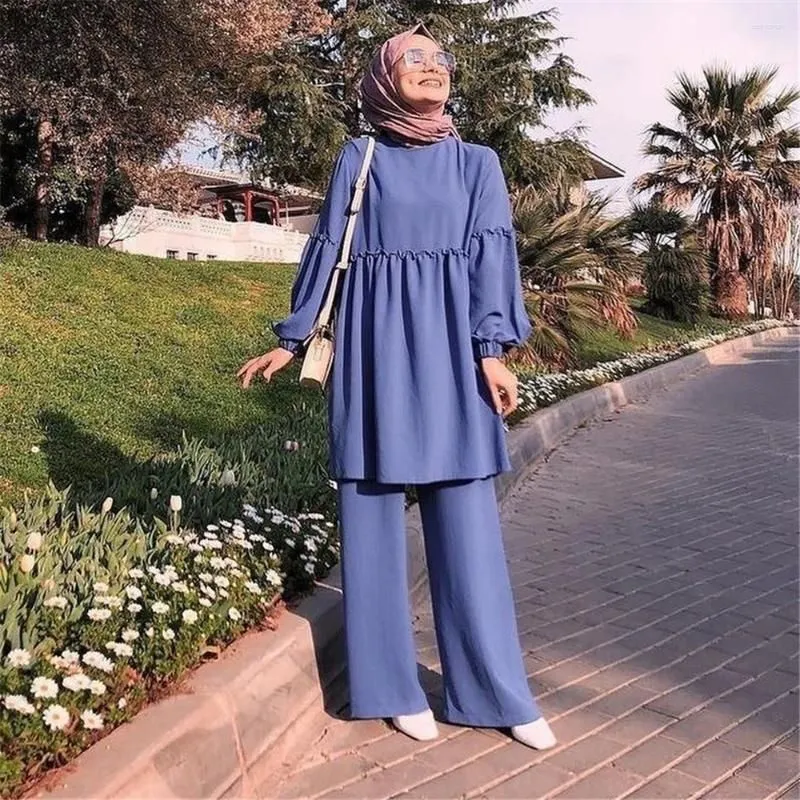 Ethnic Clothing 2 Pieces Dubai Abaya Turkish Hijab Muslim Dress Women Kaftan Islamic Grote Maten Dames Kleding Ensemble Femme