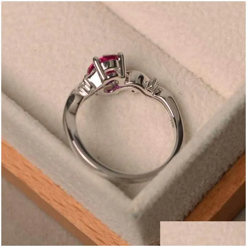 With Side Stones Selling Elegant Oval Ruby Gemstone Ring Stone Classic 925 Sier Plated Brass Jewelry Womens Diamond Wedding Drop Deli Dh56R
