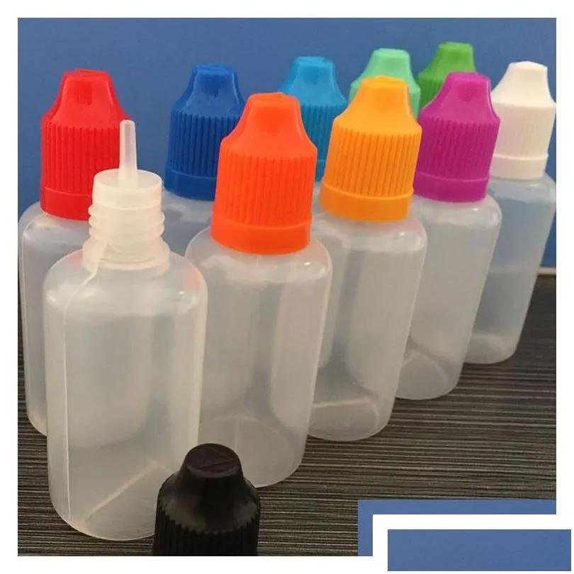 wholesale Packing Bottles Colorf Pe Dropper L 5Ml 10Ml 15Ml 20Ml 30Ml 50Ml Needle Tips With Color Childproof Cap Sharp Tip Plastic Eliquid Dro