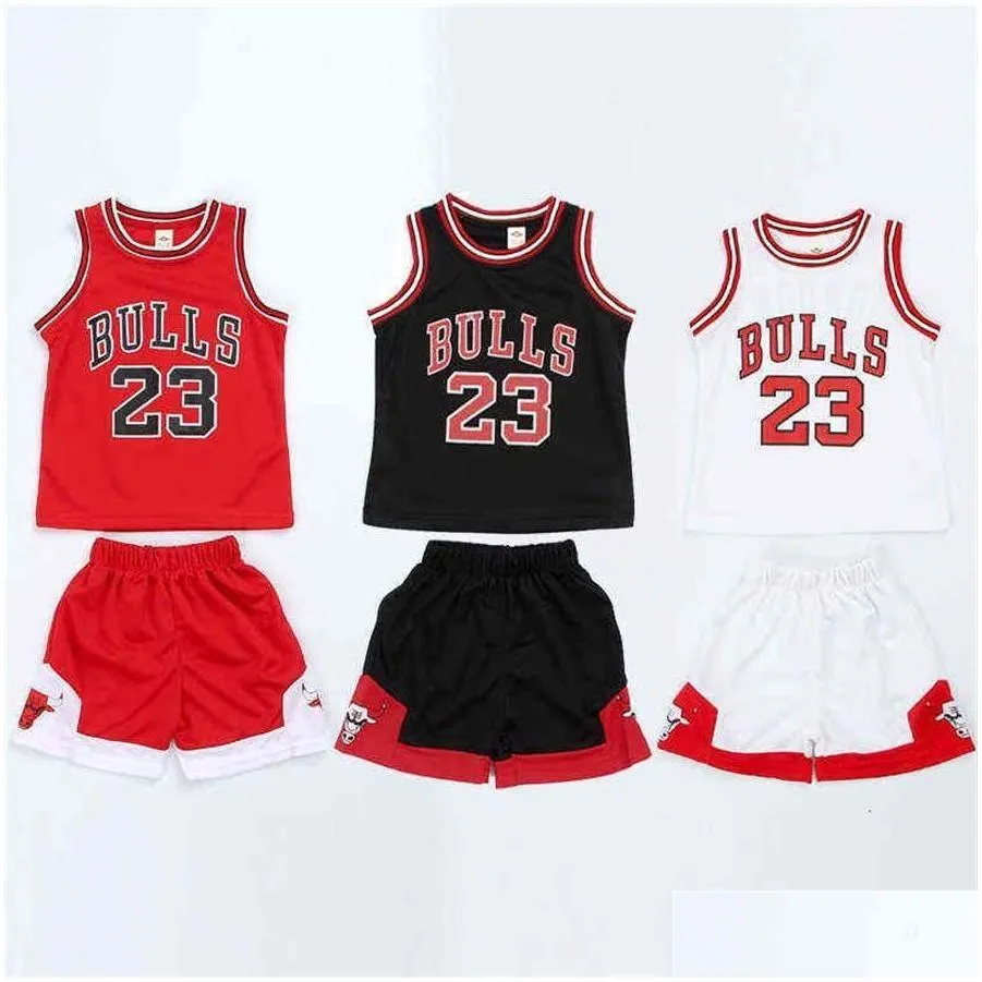 Clothing Sets 17 Boys And Girls Basketball Clothes Sports Suit Vest Shorts Baby Summer Childrens Suit262L Drop Delivery Kids Maternit