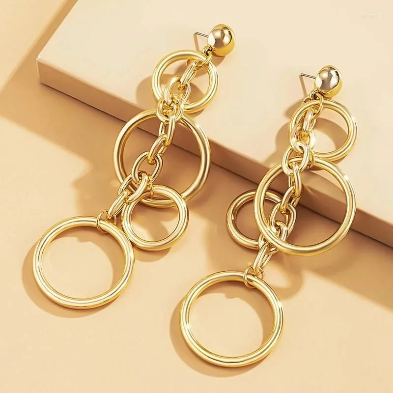 Dangle Earrings Korean Fashion Geometric Circles Long Tassel For Women Small Female Temperament Ear Ring Jewelry