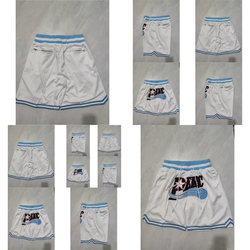 Basketball Shorts White #30 Running Sports Clothes With Zipper Pockets Size S-XXXL Mix Match Order