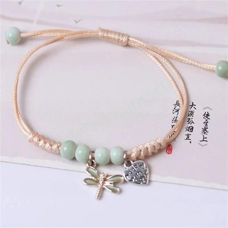  Butterfly Dragonfly Pearl Bracelet Handmade Fashion Beaded Bangles Lovely Sweet Couple Women Gift Decoration Wriststrap