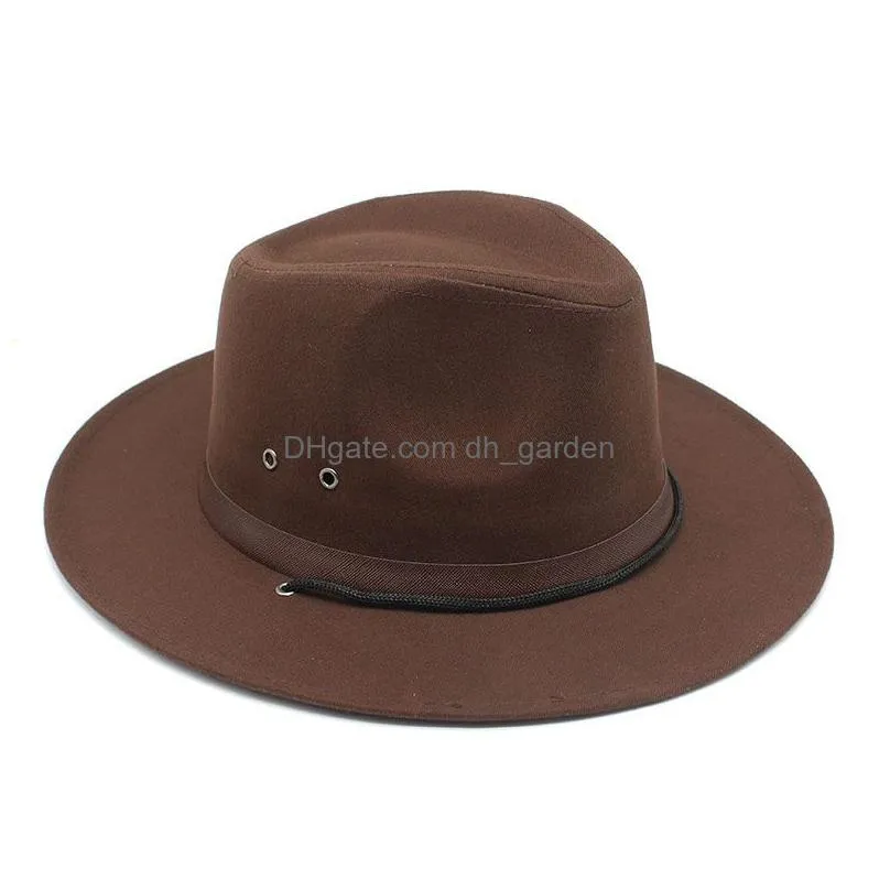 Stingy Brim Hats Summer Autumn Winter Womens Felt Hat Fedoras Big For Men British Style Vintage Church Lady Flat Sun Jazz Ca Dhgarden Dhdon