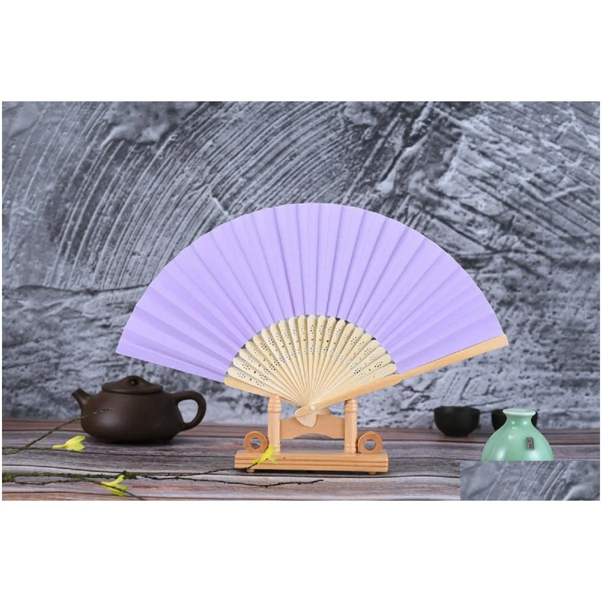 Decorative Objects & Figurines Paper Bamboo Folding Hand Fan Wedding Personalized Fsahion Fans Party Decor Art Craft Chinese Dance Hom Dhzql