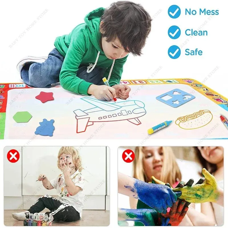 Coolplay Magic Water Drawing Mat Coloring Doodle with Baby Play Montessori Toys Painting Board Educational for Kids 240117