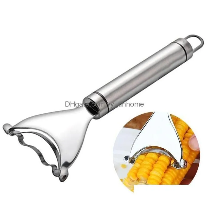 Fruit Vegetable Tools Ups Stainless Steel Corn Stripper Corns Threshing Thresher Peeler Kerneler Kitchen Gadgets Drop Delivery Hom