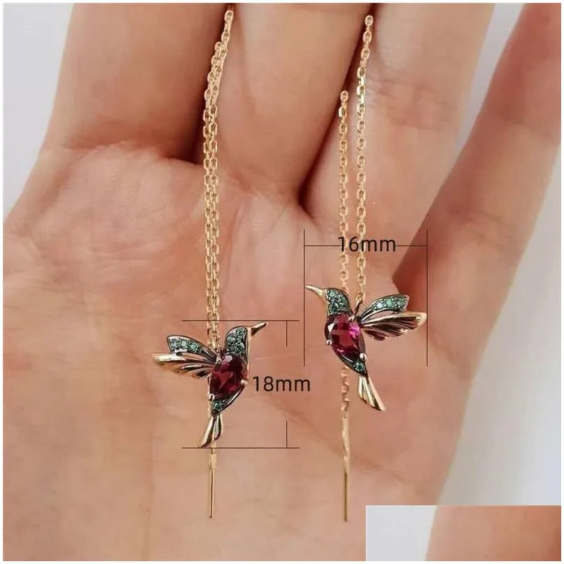 Dangle & Chandelier Cute Bird Long Tassel Earrings Crystal Pendant Small Gift Jewelry For Women Earring Drop Delivery Dhndz