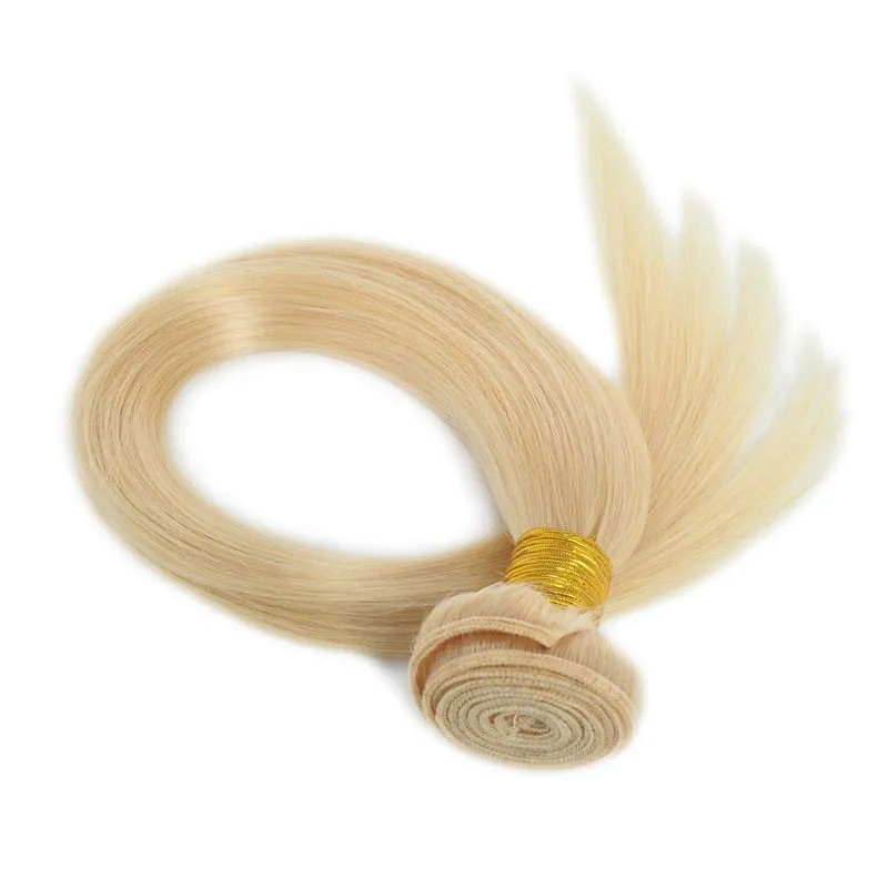 Blonde Pure 613 Human Hair Wefts Straight Bundles With VirginHair 3 Weaving Extension