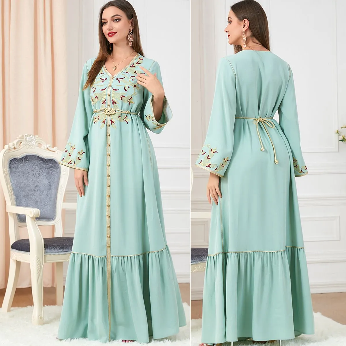 Ethnic Clothing Jellaba Hijab Lady Dress Muslim Long Retro Loose Vintage Luxury With Zipper Turkey Maxi Party Islam Robe In Ramadan