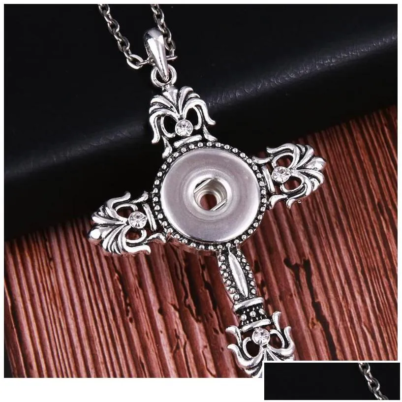 Boom Life Trendy Faith Cross Style Snap Necklace Pendant With Link Chain Fit 18mm Snap Button Jewelry For Wo jllnxg