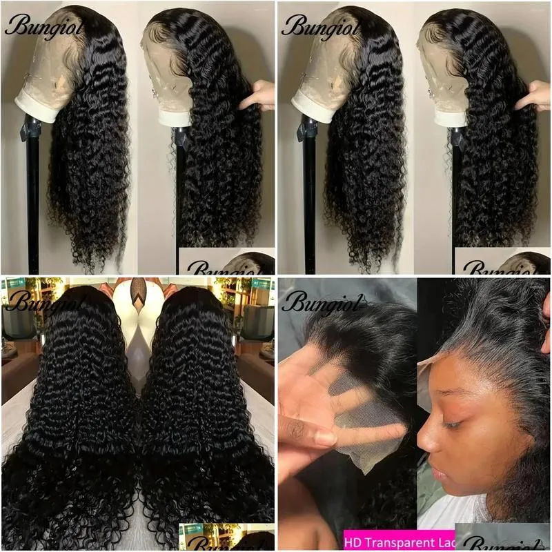 13x4 Water Wave Lace Frontal Human Hair Wigs For Women Brazilian Curly Front On Sales Clerance 180% Denstiy