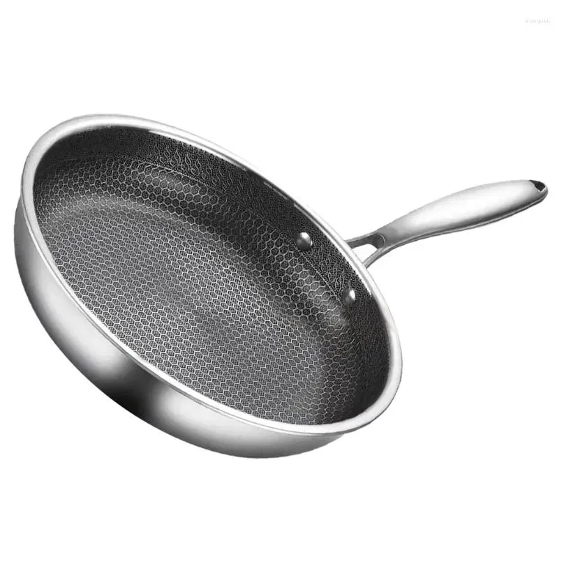 Pans Stainless Steel Wok Non Stick Honeycomb Double Sided Stir-fry Pan Non-stick Cookware Cooker