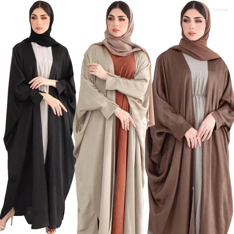 Ethnic Clothing Middle East Muslim Womens Cardigan Abaya Robe Turkey Solid Color Coat Femme Musulman