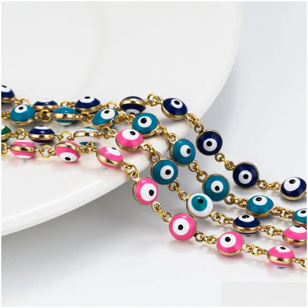 Chain Classic Evil Eye Link Bracelets Women Girls Personality Turkish Green Blue Eyes Gold Color Bracelet Jewelry Wholesale Drop Deli Dhnrd