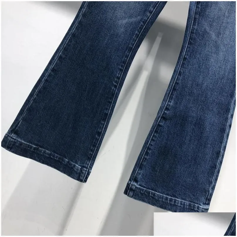 Women`S Jeans Womens Mother Autumn Winter High Waist Double Pocket Wild Nine-Point Micro-Flare Drop Delivery Apparel Clothing Otfry