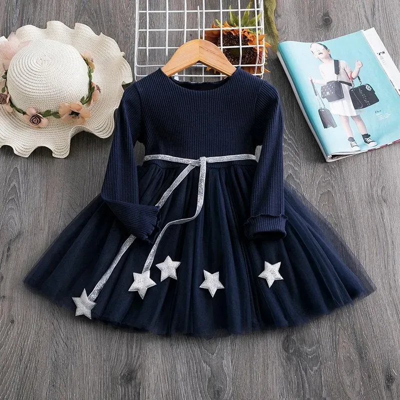 Girl`s Dresses Girls Christmas Party Dress Kids For Winter Long Sleeve Flower Embroidery Vestidos Children Year Costume