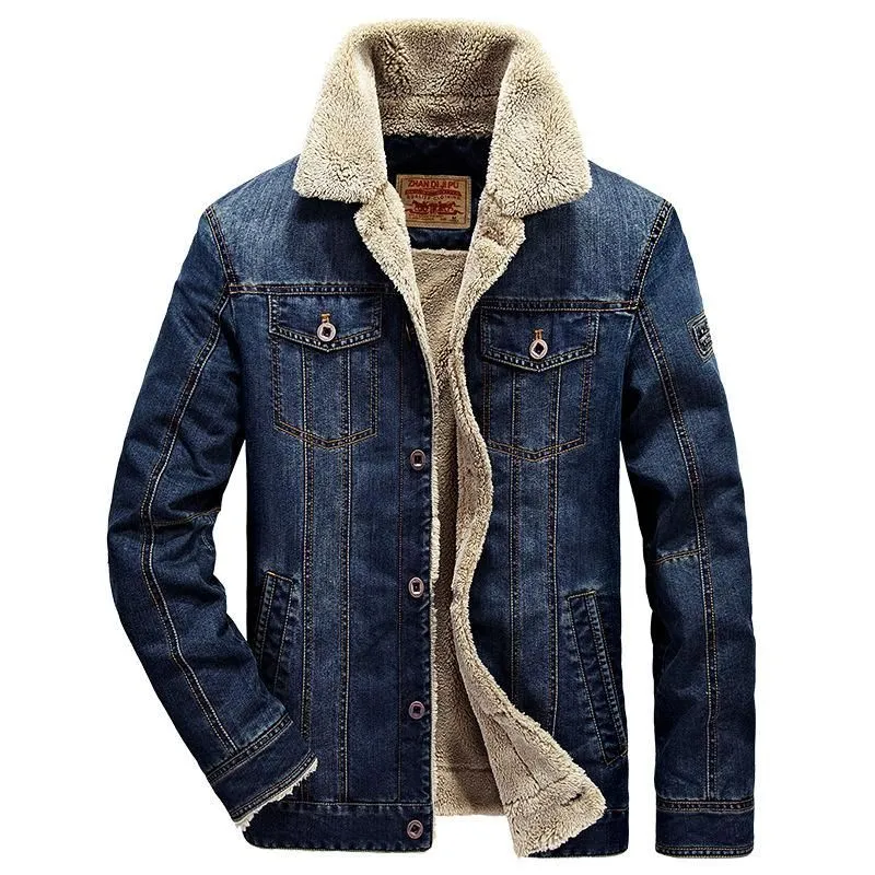 Men`s Jackets Menswear 2022 Denim Jacket Mens Cotton Casual Large Plush 66009a