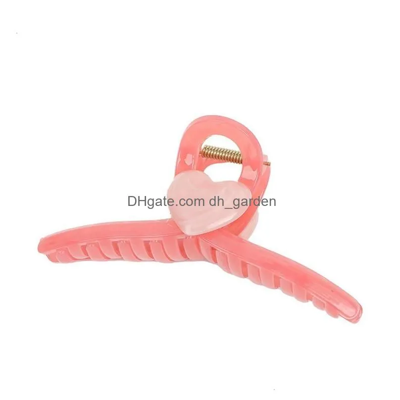 Clamps Length 13 Cm Women Heart Cross Hair Clamp Sweet Jelly Color Large Claw Clips Plastic Hairpins For Girls Shower Ponyt Dhgarden Dhana