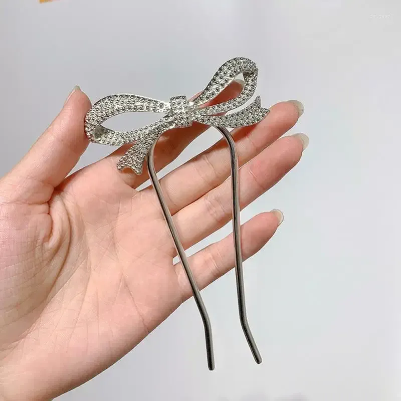 Hair Clips Chinese Simple Sticks Metal Ball Bow Knot Hairpin Elegant Cool Style Jewelry Women Girls Accesssories