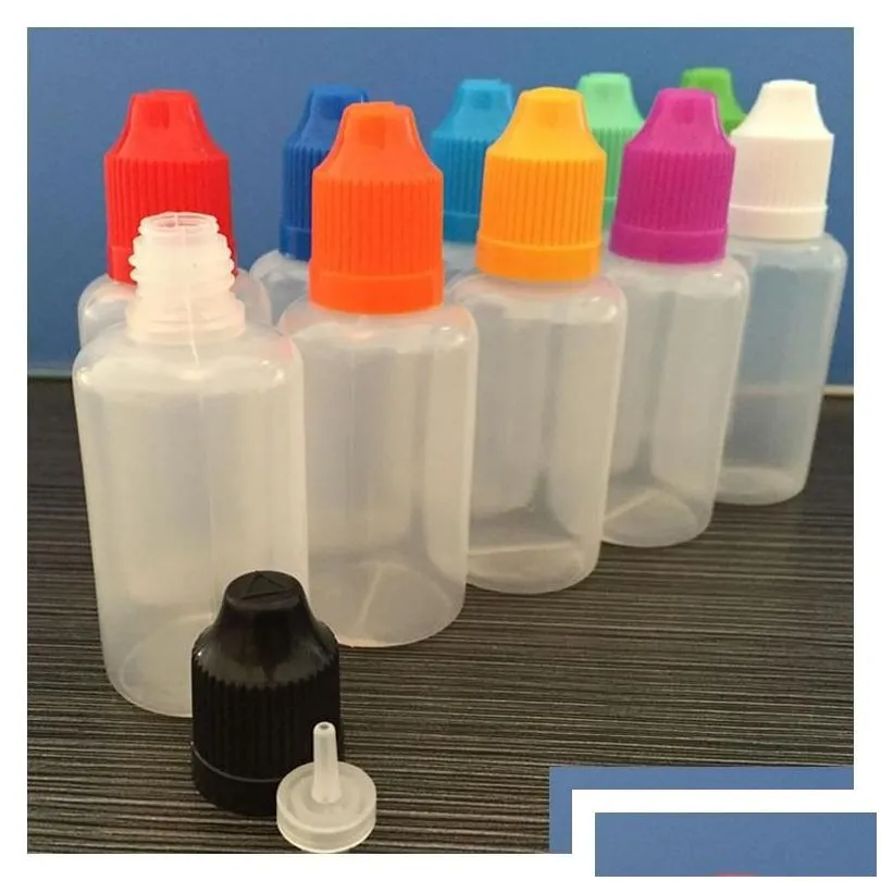 wholesale Packing Bottles Colorf Pe Dropper L 5Ml 10Ml 15Ml 20Ml 30Ml 50Ml Needle Tips With Color Childproof Cap Sharp Tip Plastic Eliquid Dro