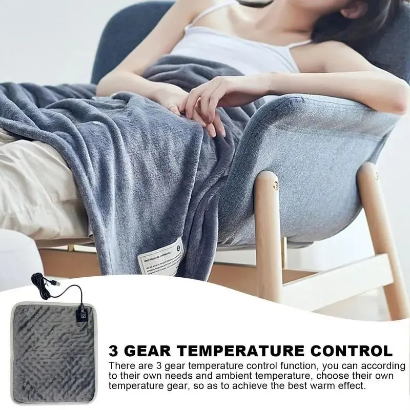 Mat Winter Car Seat Heated Cushion 30x25cm Ice Fishing Chair Thermal Mat 3 Level Temperature Picnic USB Type C Electric Heating Pad