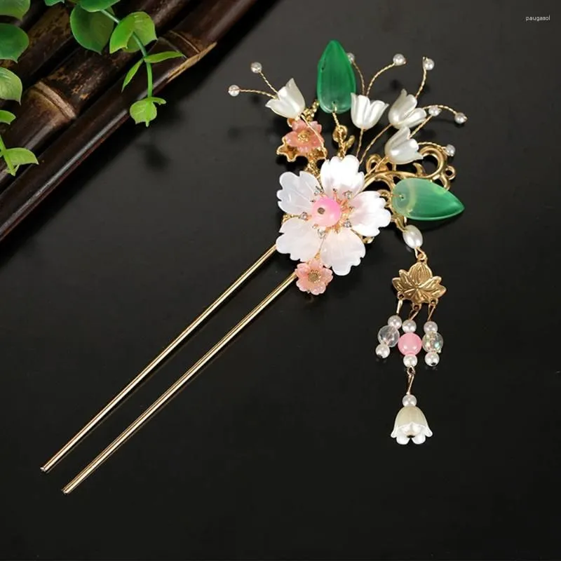 Hair Clips Flower Headpieces U Shaped Sticks Forks Tassel Hairpins And Women Girls Chinese Style Jewelry Pearls Headdress