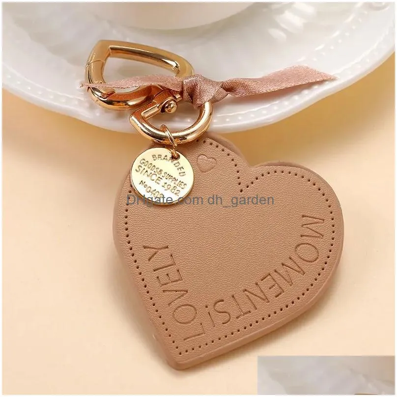 Key Rings Pu Leather Heart Keychains Cute Bag Jewelry Car Keyrings Holder For Women Lady Gift Fashion Gold Color Monments L Dhgarden Dhin8