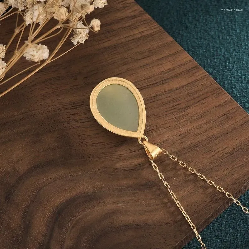 Pendants Style Elegant An Jade Pendant Necklace Lotus Water Drop Shaped Gift For Women Luxury Jewelry Wholesale