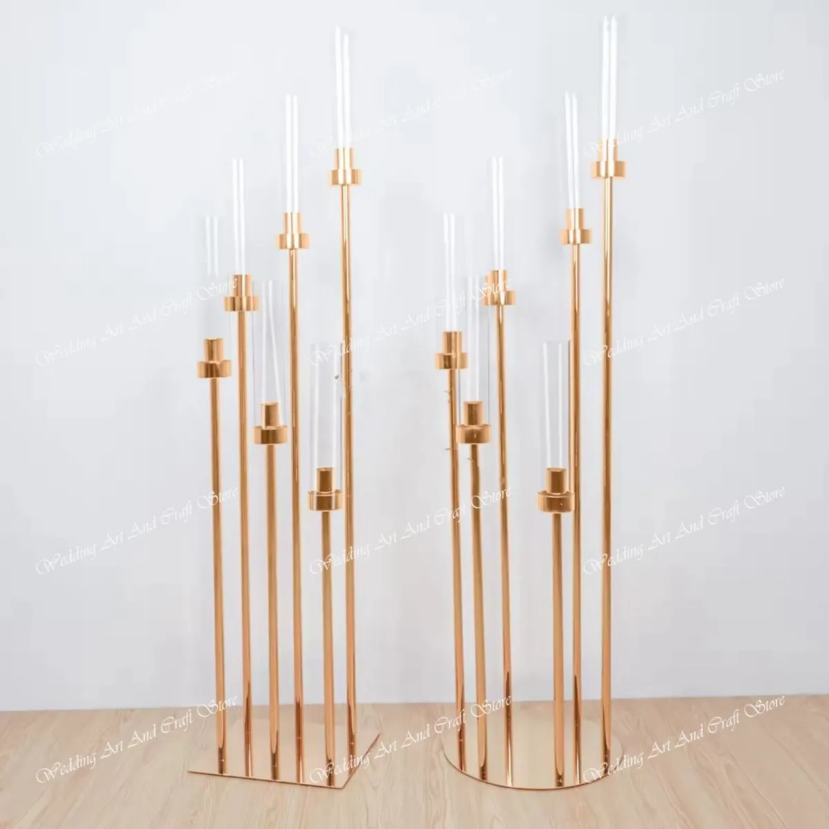 Tall Centerpieces Wedding Gold Vase Cylinder Pedestal Stands Display for Tables Metal High Vases Column Geometric Flower Stand 780