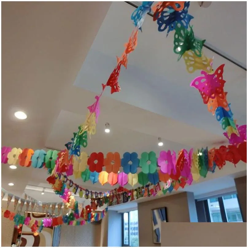 Banner Flags Colorf Paper Garland Valentines Day Kids Birthday Party Flag Wedding Hang Pennants Decor Supplies Drop Delivery Home Gard Dhnlj