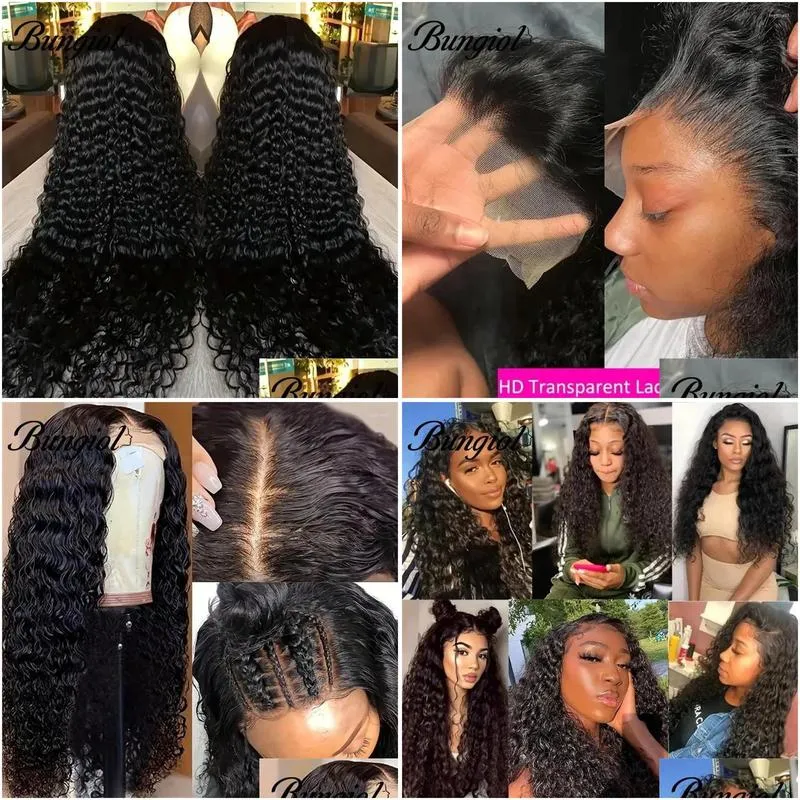 13x4 Water Wave Lace Frontal Human Hair Wigs For Women Brazilian Curly Front On Sales Clerance 180% Denstiy