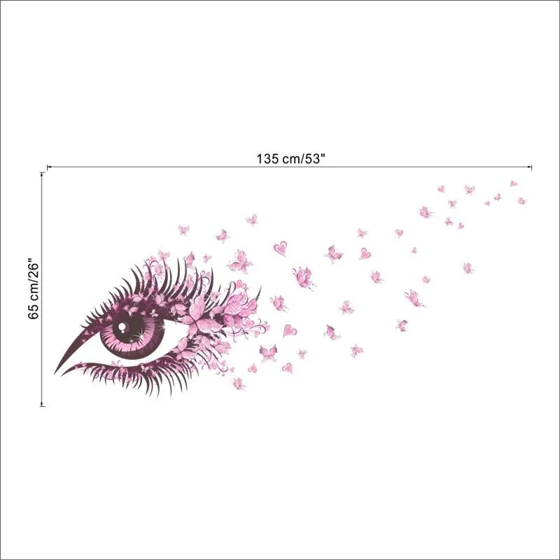 Wall Stickers Beautiful Eyelash Flowers Butterfly For Kids Room Bedroom Decoration Girls Decals Creative Art Pvc Poster