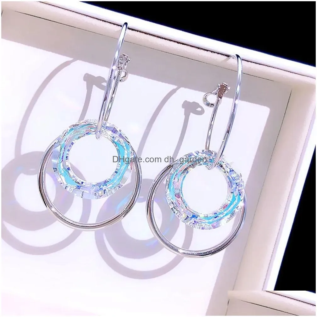 Dangle & Chandelier Statement Fashion Metallic Crystal Round Circle Hoop Earrings For Women Personality New Jewelry Earings Dhgarden Dhvrp