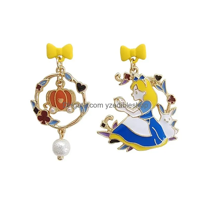 Dangle Chandelier Earrings Timlee E211 Cartoon Cute Round Girl Star Bow Heart Metal Accessories Wholesale Drop Delivery Jewelry Earr Dhn3M