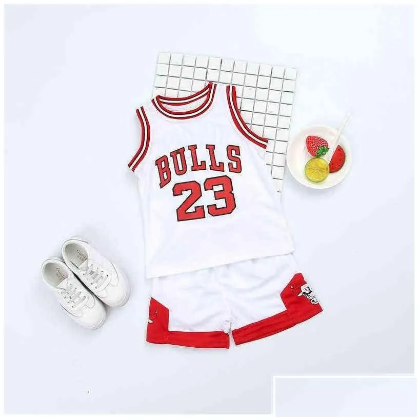 Clothing Sets 17 Boys And Girls Basketball Clothes Sports Suit Vest Shorts Baby Summer Childrens Suit262L Drop Delivery Kids Maternit