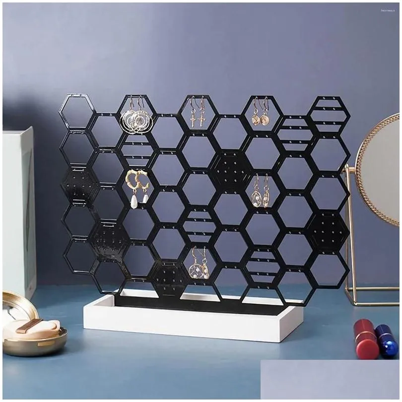 Jewelry Pouches Earring Display Stand Honeycomb Shaped With Base Large Storage Organizer For Tradeshow Keychains Shows